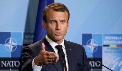 Emmanuel Macron, durante la cumbre de la OTAN de 2018, en Bruselas.