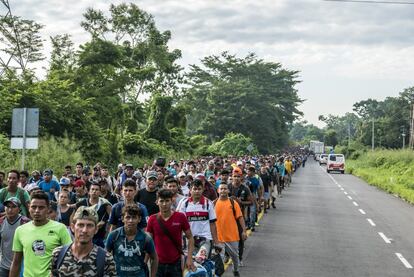 Mais de 7.000 migrantes avançaram em 21 de outubro para o México. Foi a primeira caminhada em massa da caravana. Chegaram a Tapachula, a 30 quilômetros da fronteira com a Guatemala.