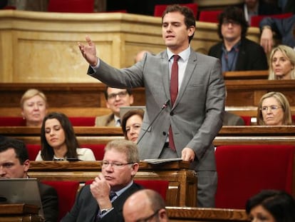 Albert Rivera al Parlament el 26 de novembre.