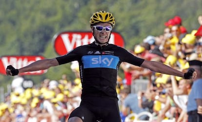 Christopher Froome celebra la victoria en la séptima etapa.