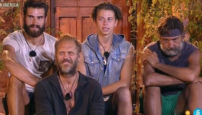 Rubén, Nacho Vidal, Christopher y Rafa Camino, en 'Supervivientes'.