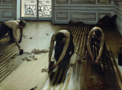 <i>Los acuchilladores de parquet,</i><b> de Caillebotte, una de las joyas de la muestra.</b>