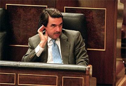 José María Aznar, ayer en el pleno del Congreso de los Diputados.