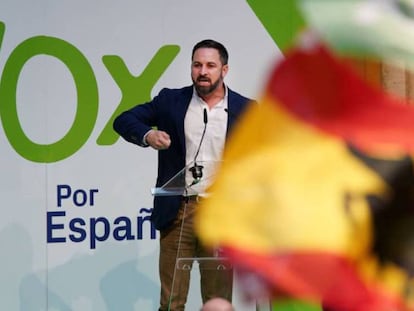 Santiago Abascal, candidato de Vox, durante un acto en Burgos. En vídeo, Abascal a través de sus frases. 