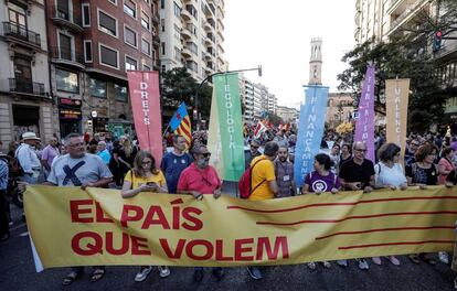 Cabeza de la manifestación de la Comissió Nou d'Octubre.