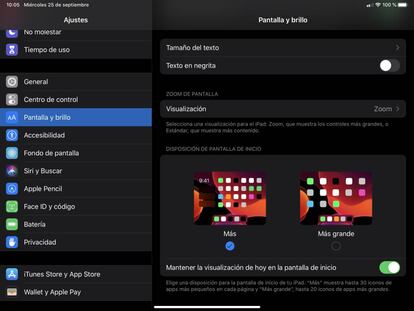 Configurar la visualización de Hoy en el iPad.