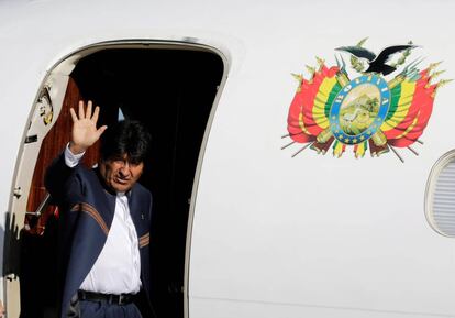 El presidente boliviano, Evo Morales, antes de viajar a La Haya.