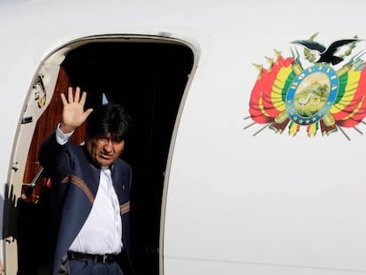 El presidente boliviano, Evo Morales, antes de viajar a La Haya.