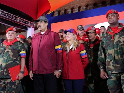 Nicolás Maduro durante la conmemoración a Hugo Chávez este martes.