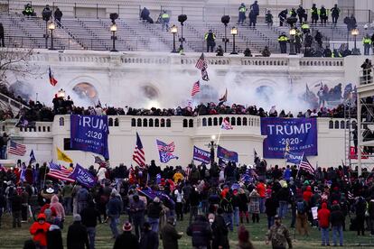 Violent insurrectionists loyal to President Donald Trump storm the Capitol, on January 6, 2021, in Washington