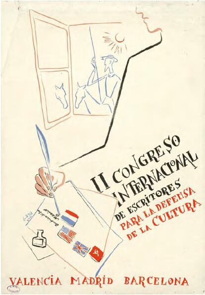 Cartel del II Congreso Internacional de Escritores para la Defensa de la Cultura.