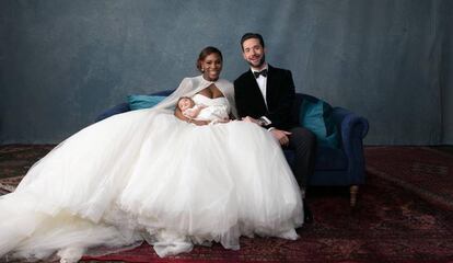 La tenista Serena Williams y su ya marido, el empresario Alexis Ohanian, junto a su hija Alexis Olympia Ohanian Jr.
