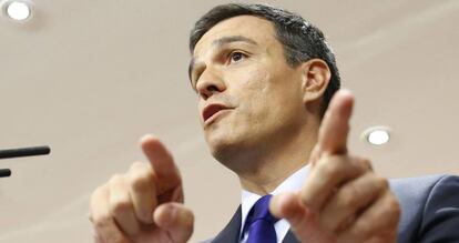 El l&iacute;der del PSOE, Pedro S&aacute;nchez, este martes.