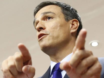 El l&iacute;der del PSOE, Pedro S&aacute;nchez, este martes.