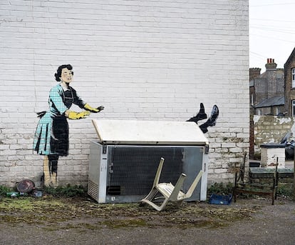 El mural de Banksy aparecido en la localidad inglesa de Margate antes de ser descontextualizado.