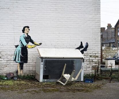 El mural de Banksy aparecido en la localidad inglesa de Margate antes de ser descontextualizado.