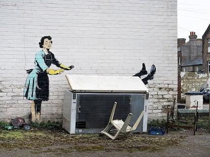 El mural de Banksy aparecido en la localidad inglesa de Margate antes de ser descontextualizado.