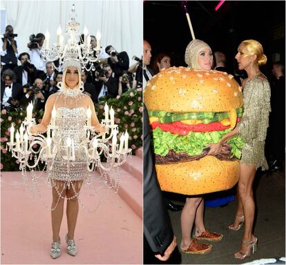 La gala del Met es un buen lugar para encontrar los estilismos más extraños. En la última, a cantante Katy Perry pasó de ser un candelabro al principio de la fiesta a vestirse como una hamburguesa gigante. No obstante, la artista suele ser más extravagante en los escenarios que en las alfombras rojas.