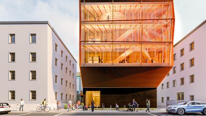 Render del nuevo Centro de cuidado infantil en la Universidad Tecnológica de Munich.