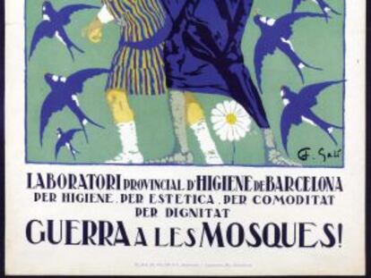 Cartell del Laboratori Provincial d’Higiene de Barcelona en la campanya de lluita contra les mosques.