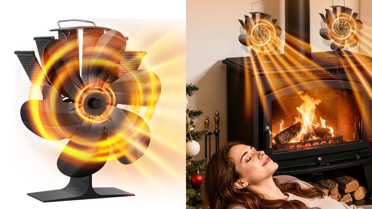 Este ventilador de chimenea es portátil y consta de seis aspas resistentes.