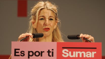 Yolanda Díaz, durante un acto de Sumar en Valladolid.