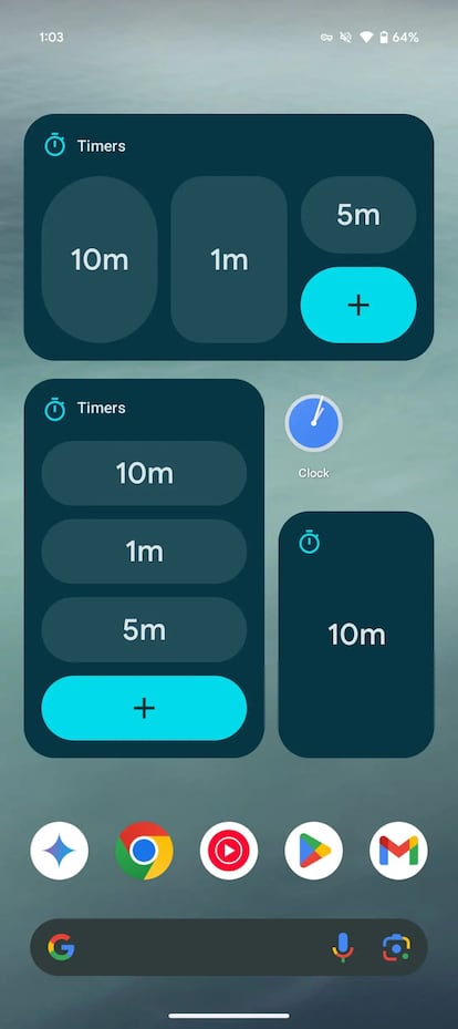Nuevo widget reloj Google con temporizador