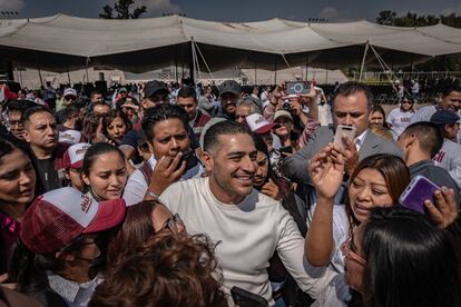 García Harfuch en un evento proselitista en la alcaldía Azcapotzalco, el 13 d eoctubre.