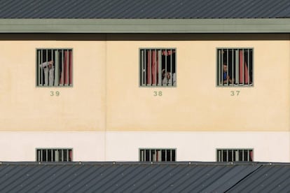 Migrants at Archidona prison in Malaga province.