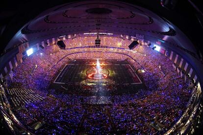 Imagen del Superdome de Nueva Orleans durante la actuación de Beyoncé.