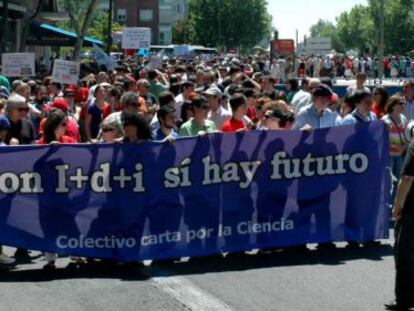 Manifestación a favor del I+D+i en 2013.