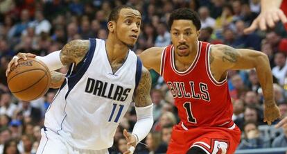 Monta Ellis de los Mavericks y Derrick Rose de los Bulls