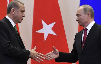 Vlad&iacute;mir Putin y Recep Tayyip Erdogan, el pasado mes de mayo.