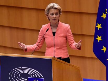 Ursula von der Leyen, en su primer discurso dentro del debate sobre el estado de la Unión Europea.  