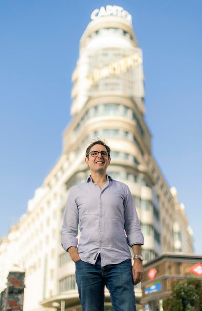 Juanra Bonet, este lunes en la Gran Vía madrileña. 