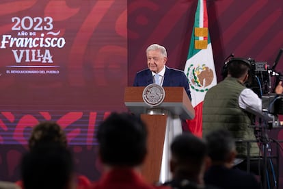 Andrés Manuel López Obrador durante su conferencia matutina de este miércoles.