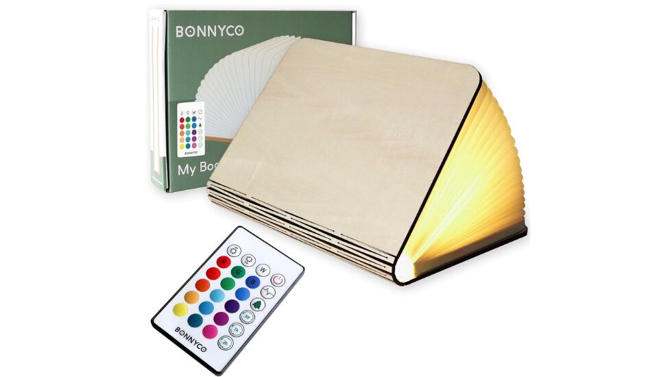 Lámpara plegable con forma de libro.