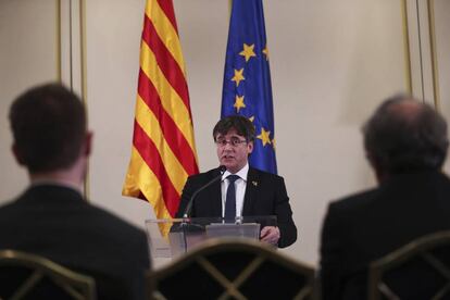 Puigdemont, el pasado lunes en un acto en Bruselas. 