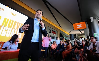 Jorge Álvarez Máynez en León, Guanajuato, el 3 de abril.