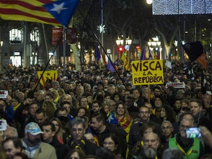 Manifestación independentista en Barcelona el pasado mes de diciembre.