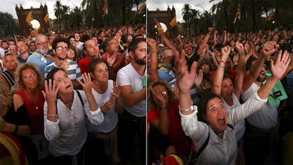 Reacción de la gente tras el discurso de Puigdemont.