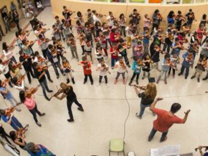 Un ensayo de Barrios Orquestados.