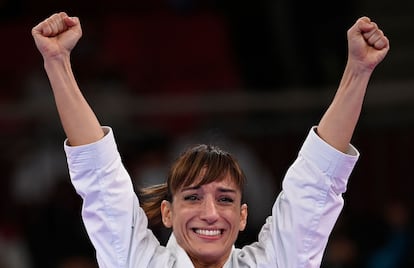 Sandra Sánchez tras ganar el oro en katas.