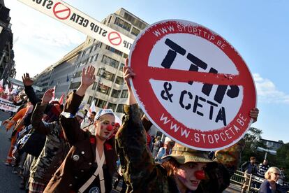 Manifestaci&oacute;n contra el TTIP en Bruselas. 