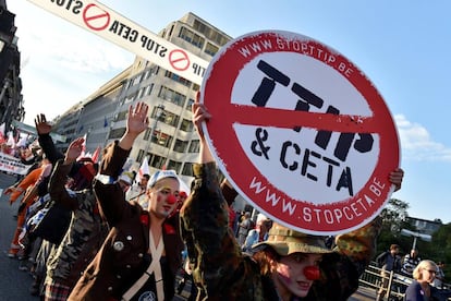 Manifestaci&oacute;n contra el TTIP en Bruselas. 