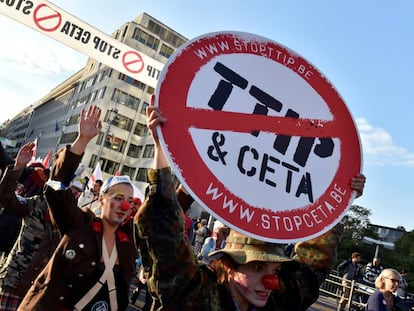 Manifestaci&oacute;n contra el TTIP en Bruselas. 