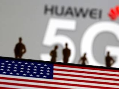 Logo de Huawei y su red 5G.