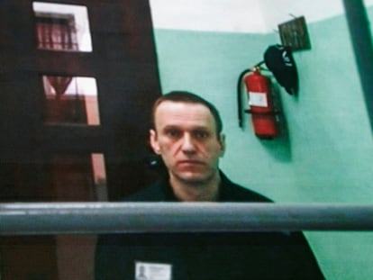 Captura de una intervención del opositor ruso Alexéi Navalni durante una audiencia por videoconferencia celebrada desde la cárcel el 22 de junio de este año.