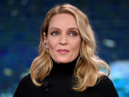 Uma Thurman numa entrevista em Milão (Itália), em janeiro de 2020.