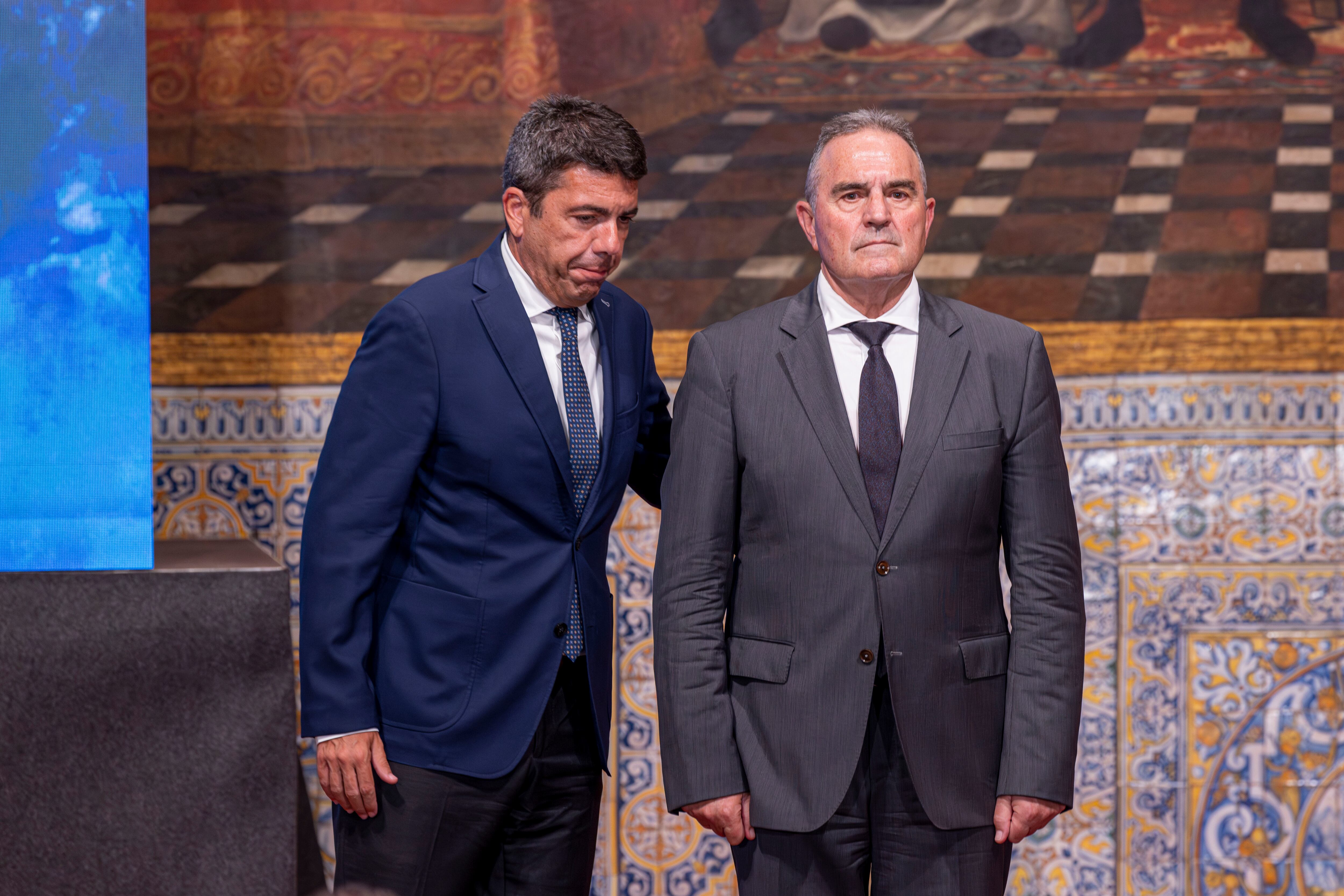 Carlos Mazón y Francisco Gan Pampols, en el Palau de la Generalitat, este lunes.